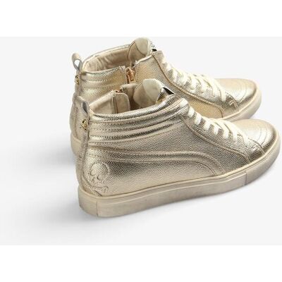 Scalpers Zapatillas alta de mujer abotinadas de efecto metálico con cordones. (39) Oro mujer Scalpers Zapatillas alta de mujer abotinadas de efecto metálico con cordones. (39) Oro mujer