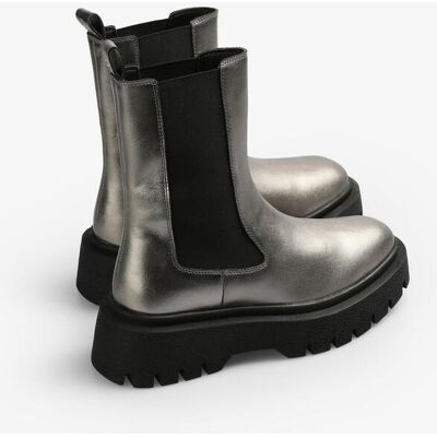 Scalpers Botas suela track de mujer metalizadas con panel elástico. (38) Gris mujer Scalpers Botas suela track de mujer metalizadas con panel elástico. (38) Gris mujer