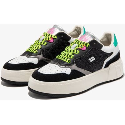D.Franklin Zapatillas deportivas de mujer con cordones estampados court glitter. (36) Blanco / Negro mujer D.Franklin Zapatillas deportivas de mujer con cordones estampados court glitter. (36) Blanco / Negro mujer