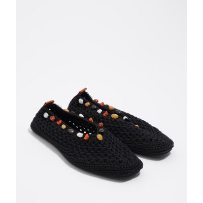 Bimba y Lola Bailarinas de mujer de crochet con piedras naturales. (38) Negro mujer Bimba y Lola Bailarinas de mujer de crochet con piedras naturales. (38) Negro mujer