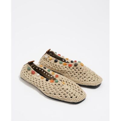 Bimba y Lola Bailarinas de mujer de crochet con piedras naturales. (35) Natural mujer Bimba y Lola Bailarinas de mujer de crochet con piedras naturales. (35) Natural mujer