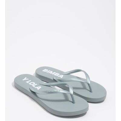 Bimba y Lola Chancla de mujer flip flop con logo. (41) Plata mujer Bimba y Lola Chancla de mujer flip flop con logo. (41) Plata mujer