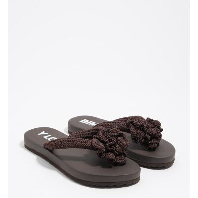 Bimba y Lola Chancla de mujer flip flop con crochet. (39) Marrón mujer Bimba y Lola Chancla de mujer flip flop con crochet. (39) Marrón mujer