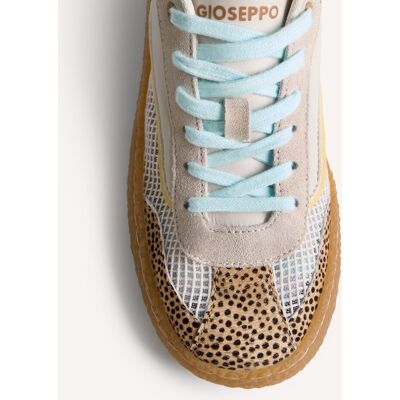 Gioseppo Zapatillas deportivas de mujer con piel serraje, rejilla superpuesta y estampado animal. (40) Beige/Marrón mujer Gioseppo Zapatillas deportivas de mujer con piel serraje, rejilla superpuesta y estampado animal. (40) Beige/Marrón mujer