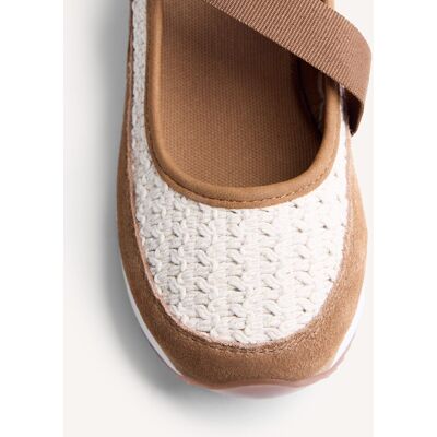 Gioseppo Bailarinas con tacón de mujer de piel con cuña y crochet hecho a mano. (39) Beige/Marrón mujer Gioseppo Bailarinas con tacón de mujer de piel con cuña y crochet hecho a mano. (39) Beige/Marrón mujer