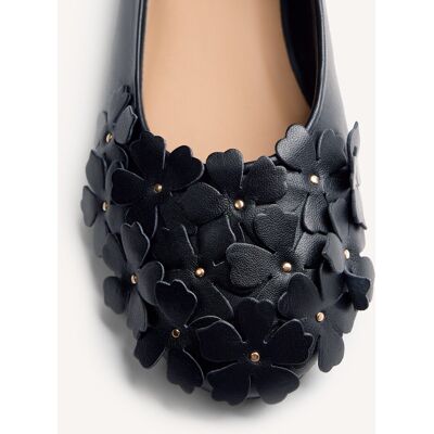 Gioseppo Bailarinas planas de mujer de piel con detalle de flores. (39) Negro mujer Gioseppo Bailarinas planas de mujer de piel con detalle de flores. (39) Negro mujer