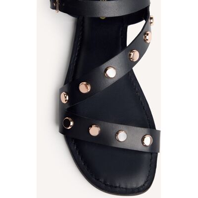 Gioseppo Sandalias planas de mujer de piel con detalle de tachas. (41) Negro mujer Gioseppo Sandalias planas de mujer de piel con detalle de tachas. (41) Negro mujer