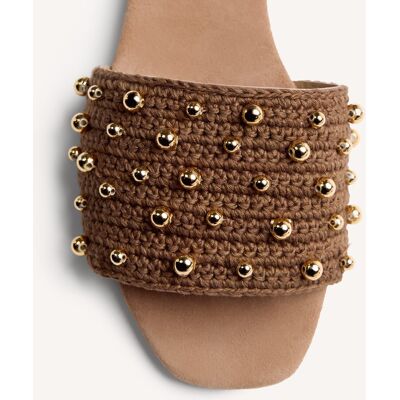 Gioseppo Sandalias de pala de mujer con crochet hecho a mano y detalle de cuentas metálicas. (36) Marrón mujer Gioseppo Sandalias de pala de mujer con crochet hecho a mano y detalle de cuentas metálicas. (36) Marrón mujer