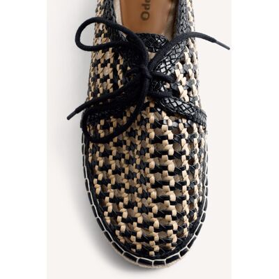 Gioseppo Bluchers de mujer de piel con trenzado bicolor hecho a mano. (36) Negro / Natural mujer Gioseppo Bluchers de mujer de piel con trenzado bicolor hecho a mano. (36) Negro / Natural mujer