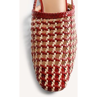 Gioseppo Bailarinas planas de mujer de piel con trenzado bicolor hecho a mano. (41) Rojo / Blanco mujer Gioseppo Bailarinas planas de mujer de piel con trenzado bicolor hecho a mano. (41) Rojo / Blanco mujer