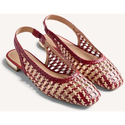 Gioseppo Bailarinas planas de mujer destalonadas de piel con trenzado bicolor hecho a mano. (39) Rojo / Blanco mujer Gioseppo Bailarinas planas de mujer destalonadas de piel con trenzado bicolor hecho a mano. (39) Rojo / Blanco mujer