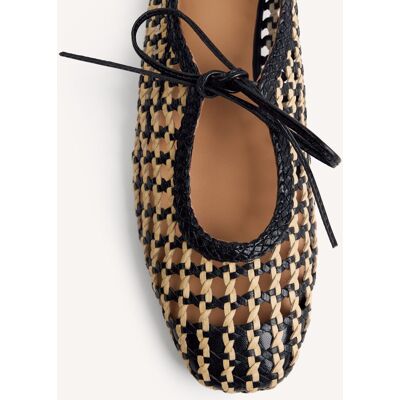 Gioseppo Bailarinas planas de mujer de piel con trenzado bicolor hecho a mano. (37) Negro / Natural mujer Gioseppo Bailarinas planas de mujer de piel con trenzado bicolor hecho a mano. (37) Negro / Natural mujer