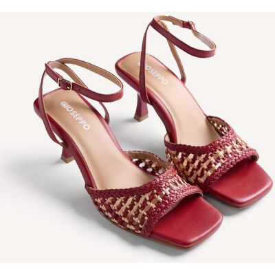 Gioseppo Peep toes de mujer de piel trenzada bicolor. (41) Rojo / Blanco mujer Gioseppo Peep toes de mujer de piel trenzada bicolor. (41) Rojo / Blanco mujer
