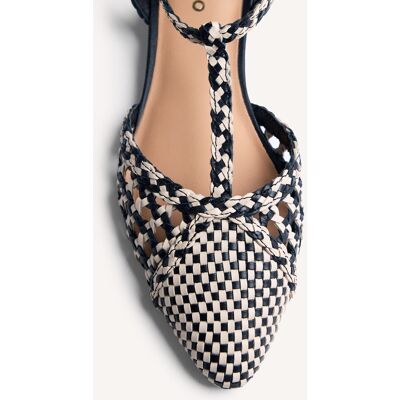 Gioseppo Bailarinas planas de mujer de piel bicolor con trenzado artesanal. (39) Negro / Natural mujer Gioseppo Bailarinas planas de mujer de piel bicolor con trenzado artesanal. (39) Negro / Natural mujer