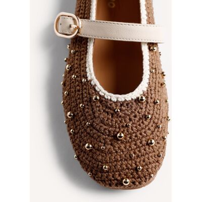 Gioseppo Bailarinas planas de mujer de piel con crochet hecho a mano y detalle de cuentas metálicas. (36) Marrón mujer Gioseppo Bailarinas planas de mujer de piel con crochet hecho a mano y detalle de cuentas metálicas. (36) Marrón mujer