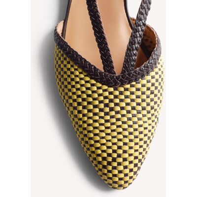 Gioseppo Bailarinas planas de mujer destalonadas de piel con trenzado bicolor hecho a mano. (41) Amarillo / Negro mujer Gioseppo Bailarinas planas de mujer destalonadas de piel con trenzado bicolor hecho a mano. (41) Amarillo / Negro mujer