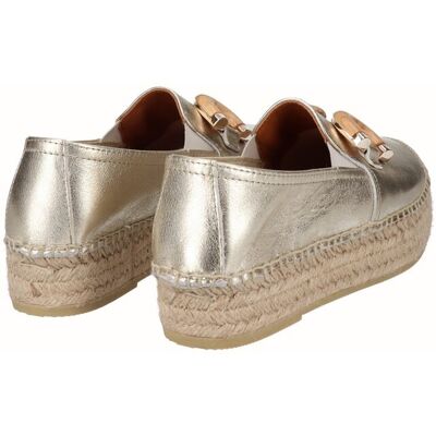 Viguera Alpargata plana de mujer estilo camping de piel. (39) Oro mujer Viguera Alpargata plana de mujer estilo camping de piel. (39) Oro mujer