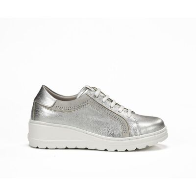 Fluchos Zapatos de cordones de mujer fabricados en piel. (38) Plata mujer Fluchos Zapatos de cordones de mujer fabricados en piel. (38) Plata mujer