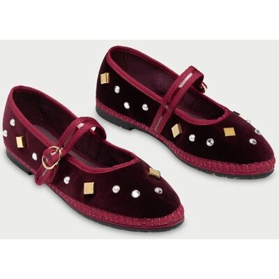 Flabelus Merceditas de mujer de terciopelo con abalorios pierre tack burgundy. (42) Burdeos mujer Flabelus Merceditas de mujer de terciopelo con abalorios pierre tack burgundy. (42) Burdeos mujer