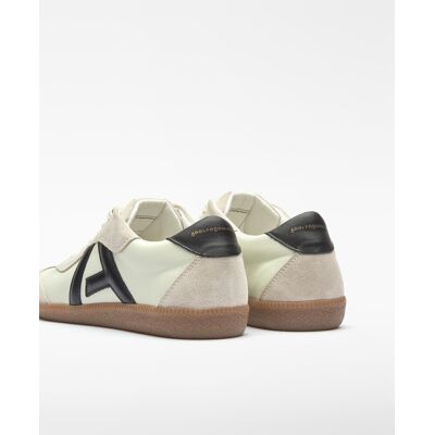 Adolfo Dominguez Zapatillas básicas de mujer de piel con maxi logo y ante. (36) Beige / Blanco mujer Adolfo Dominguez Zapatillas básicas de mujer de piel con maxi logo y ante. (36) Beige / Blanco mujer