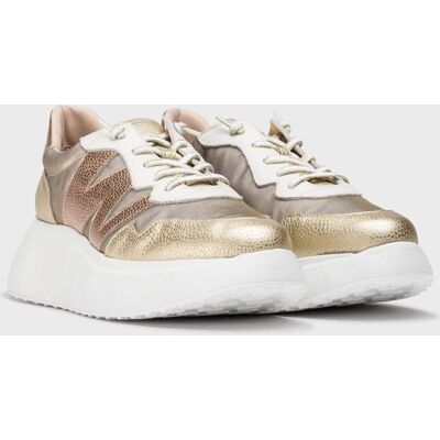 Wonders Zapatillas deportivas de mujer de piel vacuna con cordones elásticos. (37) Oro mujer Wonders Zapatillas deportivas de mujer de piel vacuna con cordones elásticos. (37) Oro mujer