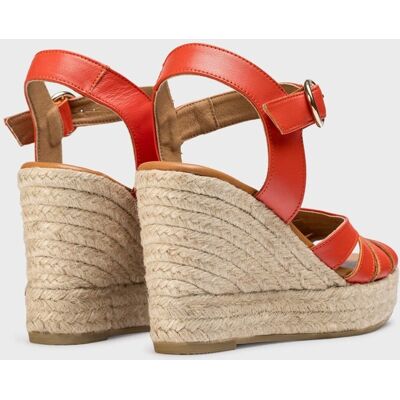 Wonders Alpargatas de cuñas de mujer de piel con hebilla. (40) Rojo mujer Wonders Alpargatas de cuñas de mujer de piel con hebilla. (40) Rojo mujer
