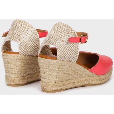 Wonders Alpargatas de cuñas de mujer de piel con hebilla. (37) Coral mujer Wonders Alpargatas de cuñas de mujer de piel con hebilla. (37) Coral mujer