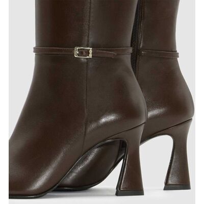 Lodi Botas altas de mujer en piel con tacón geométrico. (40) Marrón oscuro mujer Lodi Botas altas de mujer en piel con tacón geométrico. (40) Marrón oscuro mujer