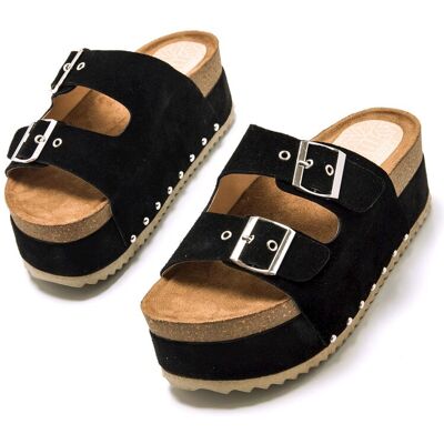mustang Sandalias de planas con plataforma bio y hebillas anchas. (37) Negro mujer mustang Sandalias de planas con plataforma bio y hebillas anchas. (37) Negro mujer