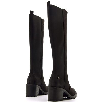mustang Botas básicas altas de mujer con tacón grueso y suela dentada. (37) Negro mujer mustang Botas básicas altas de mujer con tacón grueso y suela dentada. (37) Negro mujer