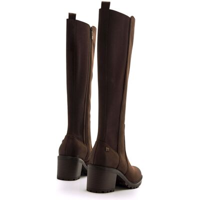 mustang Botas básicas altas de mujer con tacón grueso y suela dentada. (37) Moka mujer mustang Botas básicas altas de mujer con tacón grueso y suela dentada. (37) Moka mujer