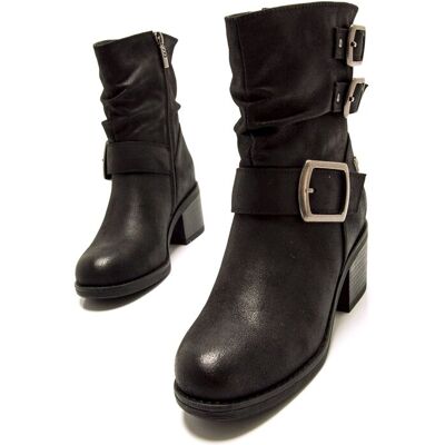 mustang Botines básicos de mujer con tacón y hebillas anchas. (39) Gris oscuro mujer mustang Botines básicos de mujer con tacón y hebillas anchas. (39) Gris oscuro mujer