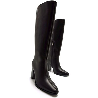 mustang Botas básicas altas de mujer en piel con puntera fina. (38) Negro mujer mustang Botas básicas altas de mujer en piel con puntera fina. (38) Negro mujer