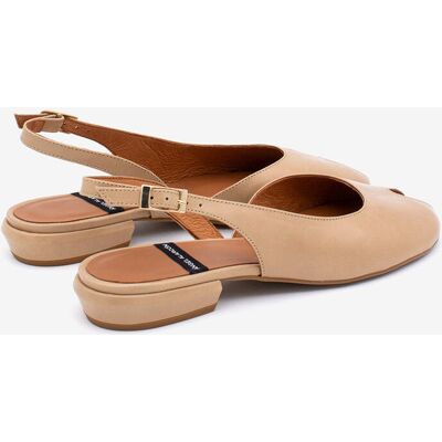 Ángel Alarcón Sandalias de tacón de mujer bajo, destalonadas, peep toe de piel, matilde. (37) Camel mujer Ángel Alarcón Sandalias de tacón de mujer bajo, destalonadas, peep toe de piel, matilde. (37) Camel mujer