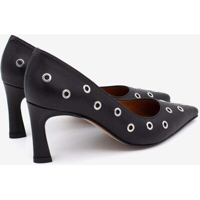 Ángel Alarcón Zapatos de salón de mujer de piel con tachuelas, Adriene. (37) Negro mujer Ángel Alarcón Zapatos de salón de mujer de piel con tachuelas, Adriene. (37) Negro mujer