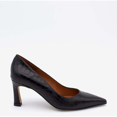 Ángel Alarcón Zapatos de salón mujer de piel print cocodrilo de punta fina y tacón medio Hariah. (39) Negro mujer Ángel Alarcón Zapatos de salón mujer de piel print cocodrilo de punta fina y tacón medio Hariah. (39) Negro mujer