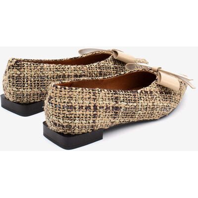 Ángel Alarcón Bailarinas de mujer de textil de punta fina con adorno de lazo, Alvatex. (39) Beige/Marrón mujer Ángel Alarcón Bailarinas de mujer de textil de punta fina con adorno de lazo, Alvatex. (39) Beige/Marrón mujer