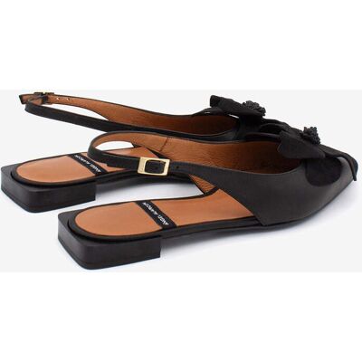 Ángel Alarcón Slipper de mujer con tacón plano, de punta fina con flor de adorno, de Piel grano suave, FIORA. (39) Negro mujer Ángel Alarcón Slipper de mujer con tacón plano, de punta fina con flor de adorno, de Piel grano suave, FIORA. (39) Negro mujer