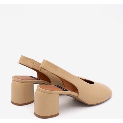 Ángel Alarcón Zapato de salón de mujer con puntera redonda y talón descubierto de Piel grano suave, BEIRA. (41) Camel mujer Ángel Alarcón Zapato de salón de mujer con puntera redonda y talón descubierto de Piel grano suave, BEIRA. (41) Camel mujer