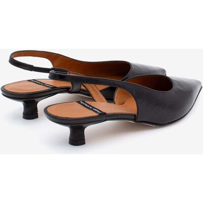Ángel Alarcón Zapato de salón destalonado con punta fina y tacón bajo de piel texturizada, FABIANA. (37) Negro mujer Ángel Alarcón Zapato de salón destalonado con punta fina y tacón bajo de piel texturizada, FABIANA. (37) Negro mujer
