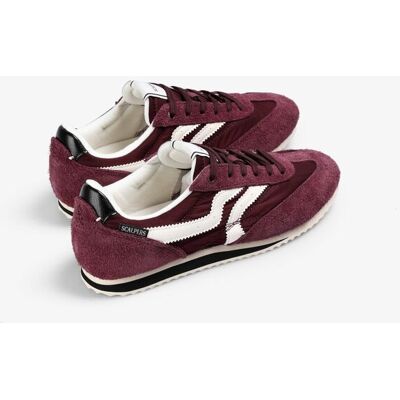 Scalpers Zapatillas retro de mujer de ante con cordones. (36) Burdeos mujer Scalpers Zapatillas retro de mujer de ante con cordones. (36) Burdeos mujer
