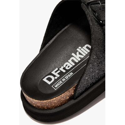 D.Franklin Sandalias planas unisex con hebilla Vibe glitter. (38) Negro mujer D.Franklin Sandalias planas unisex con hebilla Vibe glitter. (38) Negro mujer
