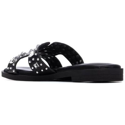 XTI Sandalias plana de mujer con tachas. (39) Negro mujer XTI Sandalias plana de mujer con tachas. (39) Negro mujer