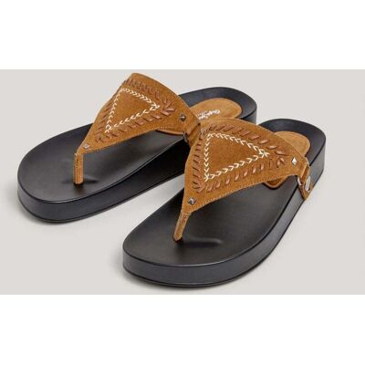 Pepe Jeans Sandalias de mujer planas de ante. (39) Marrón mujer Pepe Jeans Sandalias de mujer planas de ante. (39) Marrón mujer