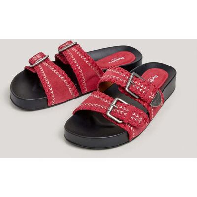 Pepe Jeans Sandalias de mujer planas con doble hebilla. (37) Rojo mujer Pepe Jeans Sandalias de mujer planas con doble hebilla. (37) Rojo mujer
