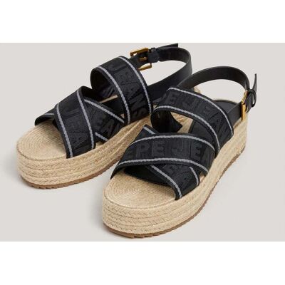 Pepe Jeans Sandalias de mujer de cuña cierre hebilla. (37) Negro mujer Pepe Jeans Sandalias de mujer de cuña cierre hebilla. (37) Negro mujer