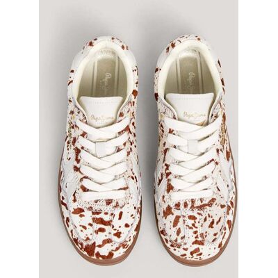 Pepe Jeans Ball - zapatillas de piel animal print. (42) Blanco mujer Pepe Jeans Ball - zapatillas de piel animal print. (42) Blanco mujer