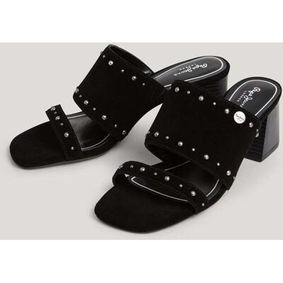 Pepe Jeans Sandalias de mujer de tacón tipo mule en ante. (36) Negro mujer Pepe Jeans Sandalias de mujer de tacón tipo mule en ante. (36) Negro mujer