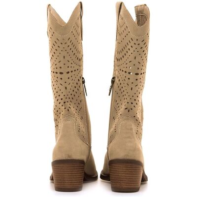 mustang Botas de mujer estilo cowboy con detalle calado en la caña. (36) Natural mujer mustang Botas de mujer estilo cowboy con detalle calado en la caña. (36) Natural mujer