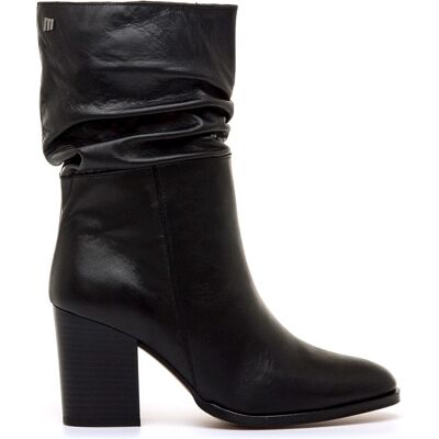 mustang Botas básicas de mujer en piel de serraje y caña arrugada. (37) Negro mujer mustang Botas básicas de mujer en piel de serraje y caña arrugada. (37) Negro mujer